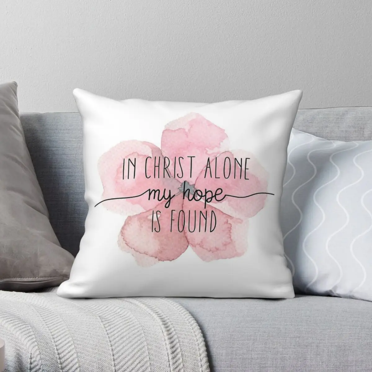 Christian Quote Watercolor Flower Pillowcase Polyester Linen Velvet Printed Zip Decor Pillow Case Home Cushion Case