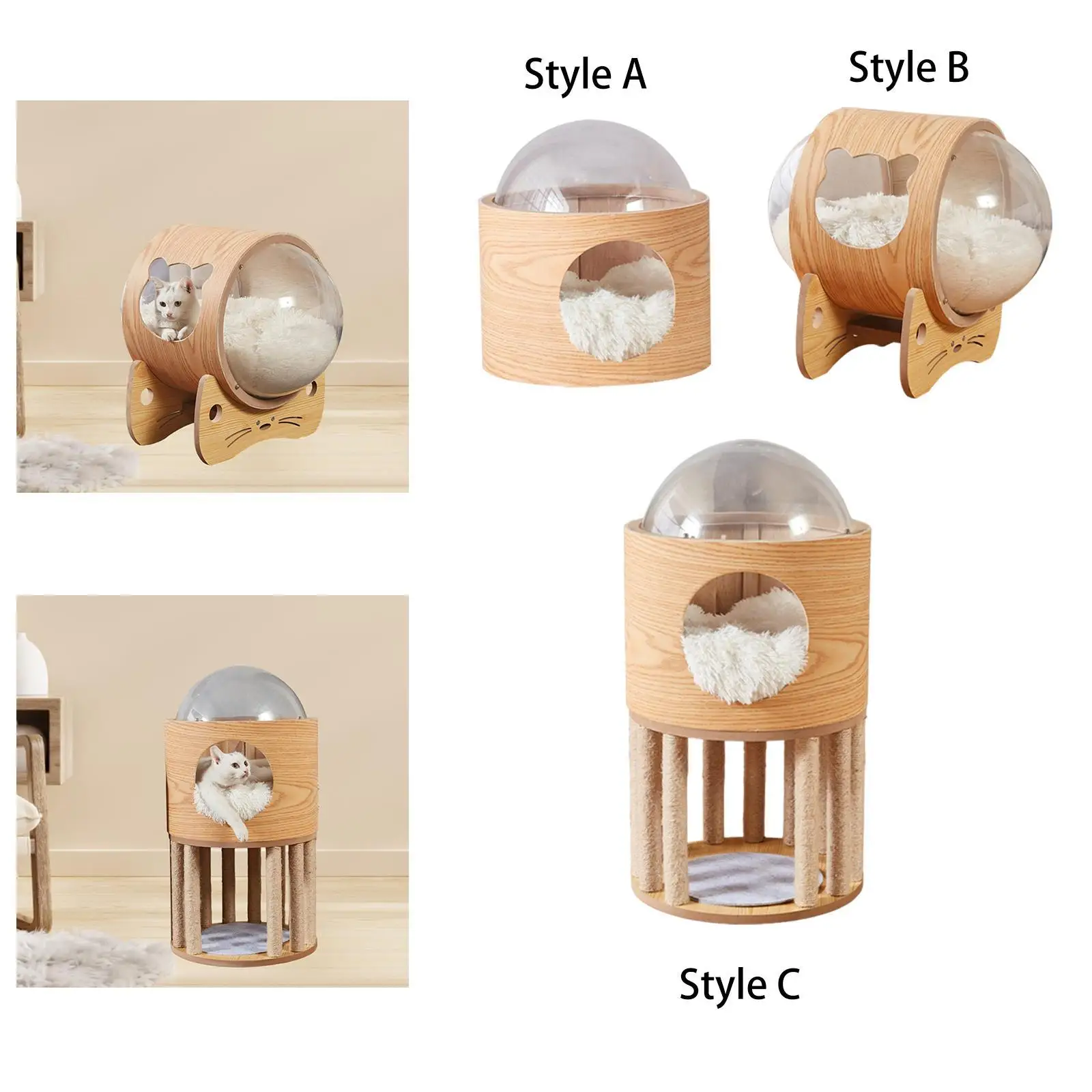 Clear Capsule Cat Bed Cat Bed Indoors Outdoors Stable Cat Furniture Cat Tree Pets Nest for Kitten Cats Kitty Rabbits