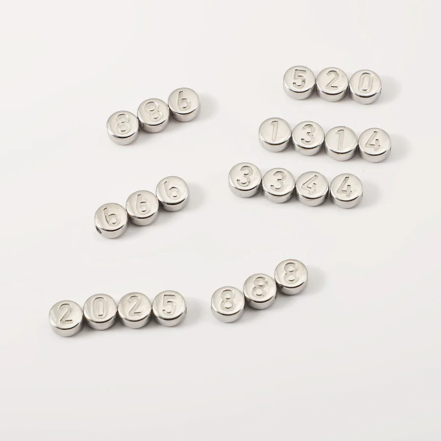

10Pcs/Lot Stainless Steel Small Hole Round Beads Etch Engrave 0-9 Number Charms For DIY Making Fashion Jewelry Accessories