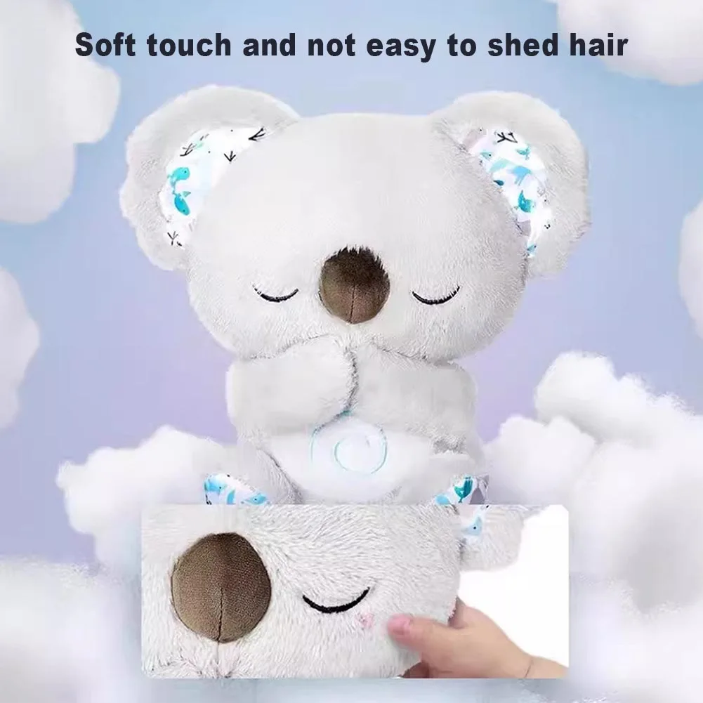 Breathing Koala with Light Sound Baby Stuffed Animal Crib Toy Cute Sleeping Relief Koala Newborn Sensory Comfortable Baby Gifts