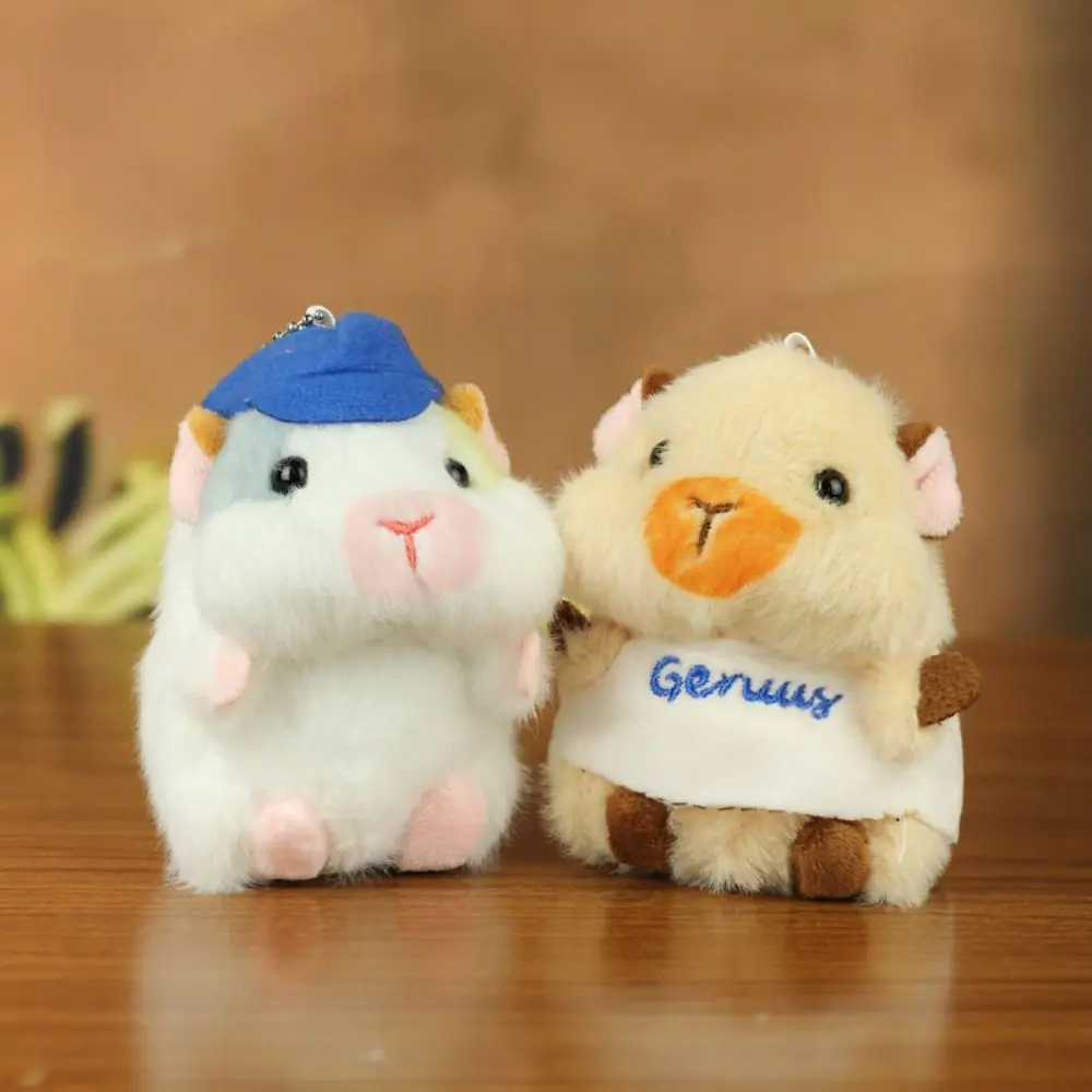 

Stuffed Animal Guinea Pig Plush Keychain Cartoon Hoodie Plush Guinea Pig Keyring Hat Interactive Hamster Pendant Backpack Decor