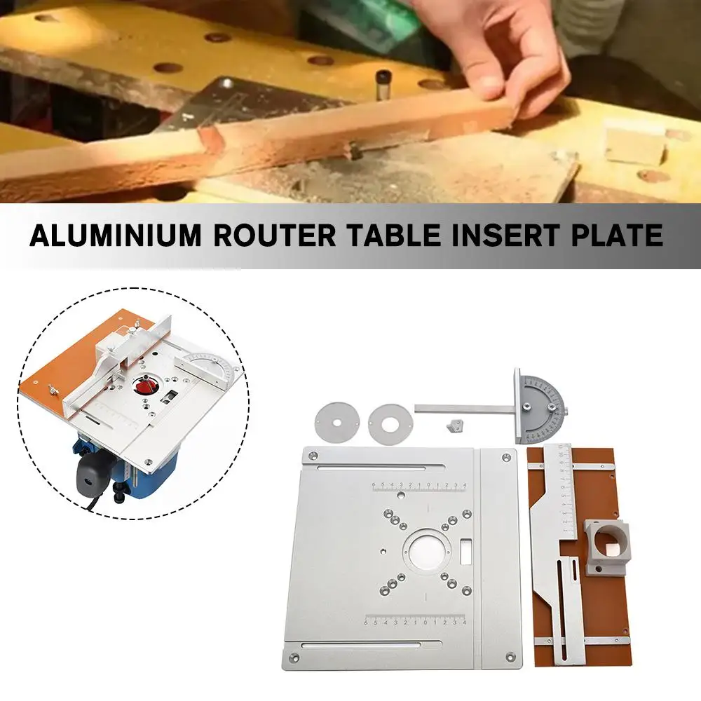 

Aluminium Router Table Insert Plate Electric Wood Milling Saw With Guide Woodworking Board Miter Flip Gauge Workbench Table O6m5