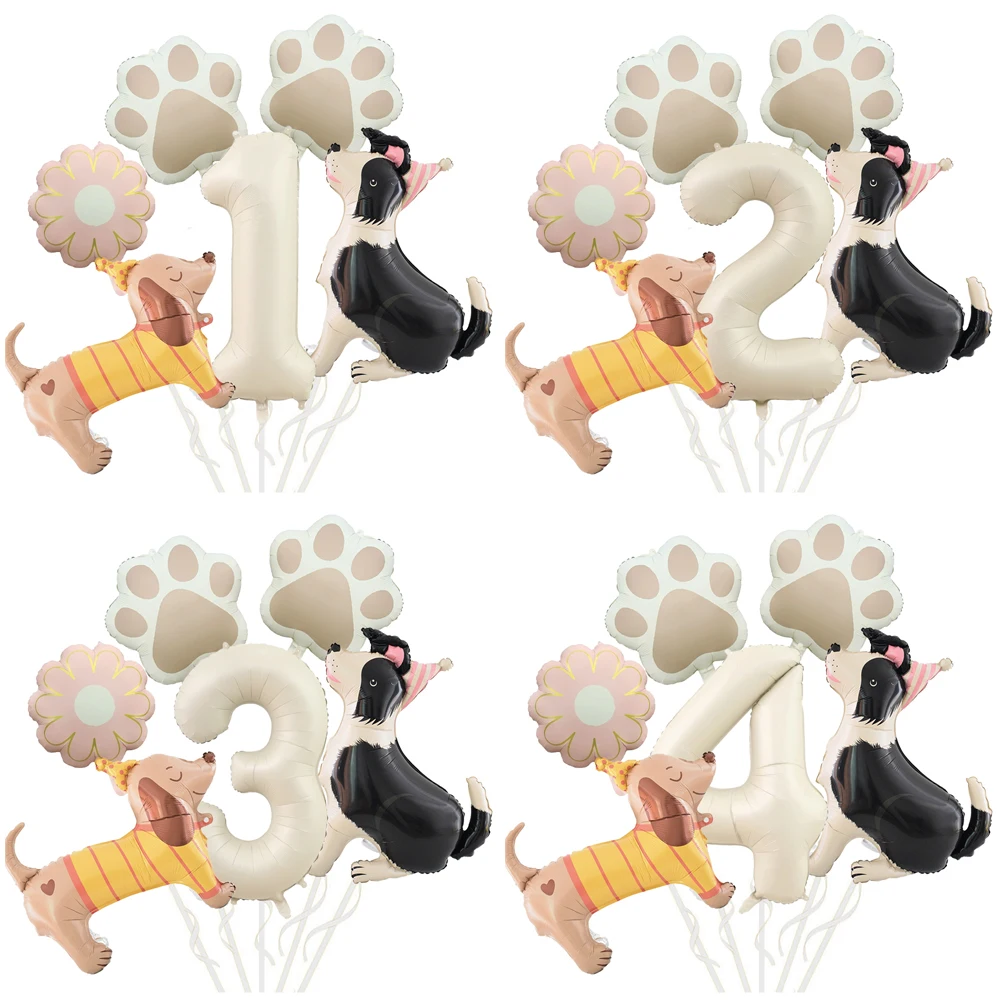 Digitales Ballon-Set mit Dackel-Schafdogge, geeignet für Geburtstage, Duschwäsche und Jubiläen mit Tiermotiv