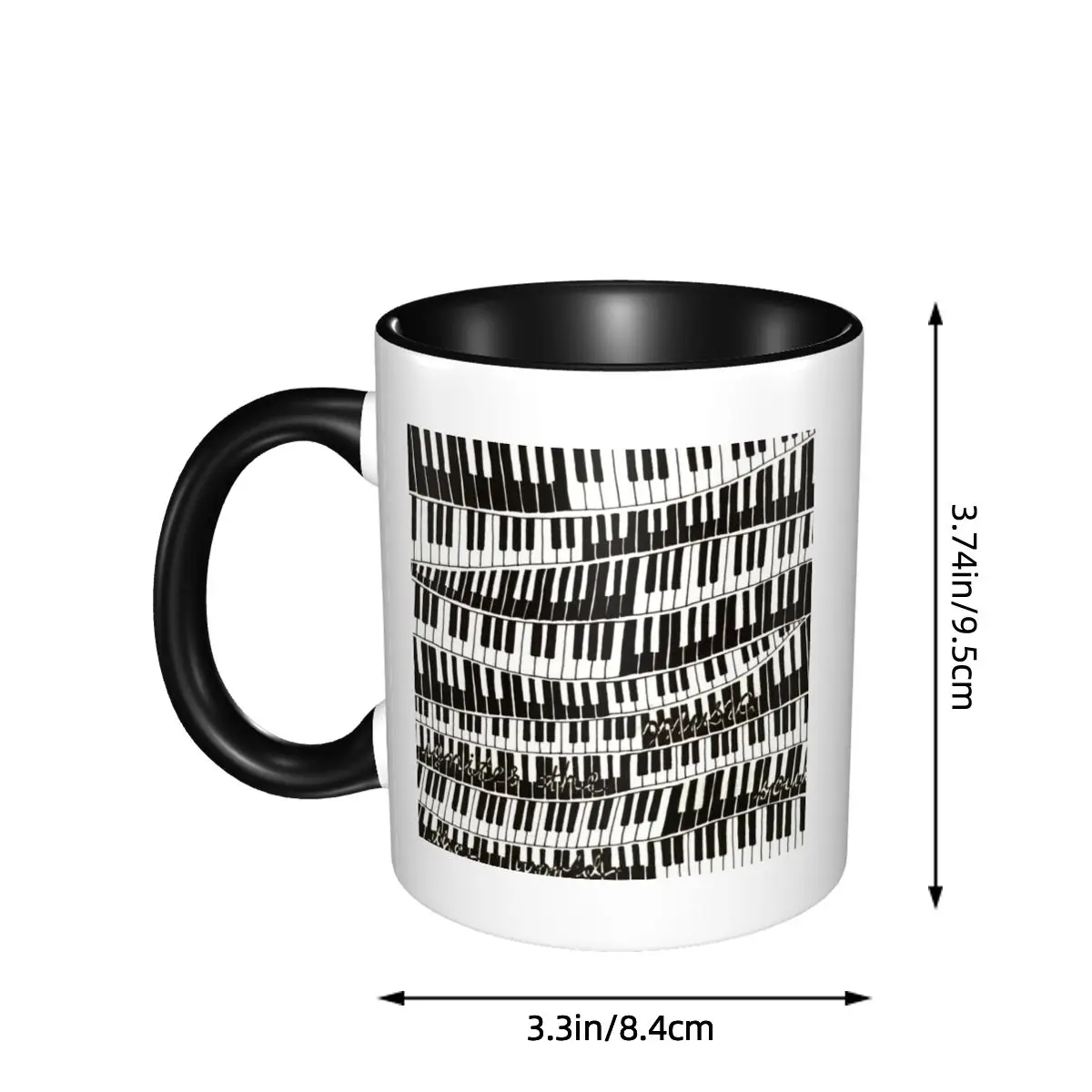 مفاتيح البيانو المجردة مع النوتات الموسيقية القدح مضحك أكواب القهوة السيراميك أكواب الشاي كوب حليب درينكوير هدايا للمرأة رجل #2
