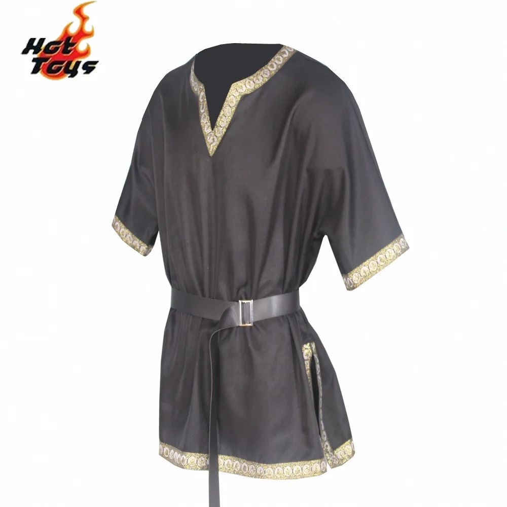 Disfraz Medieval renacentista para hombre, ropa con cuello en V, Vikingo, Pirata, Saxon, para actuación