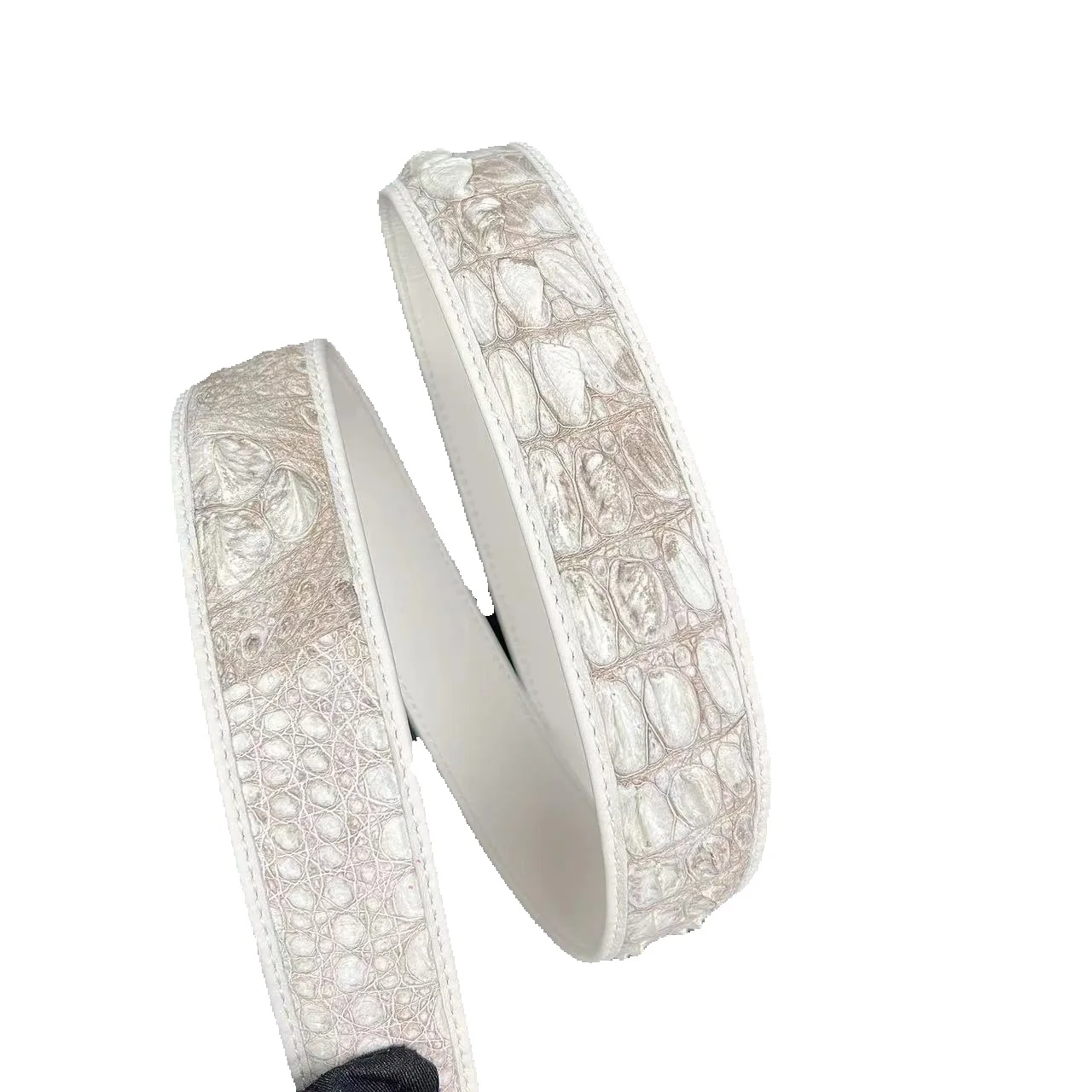 New Thai Back Bone White Men\'s Leisure True Crocodile Skin Unjointed Genuine Leather Smooth Businesss Cummerbunds Designer Belts