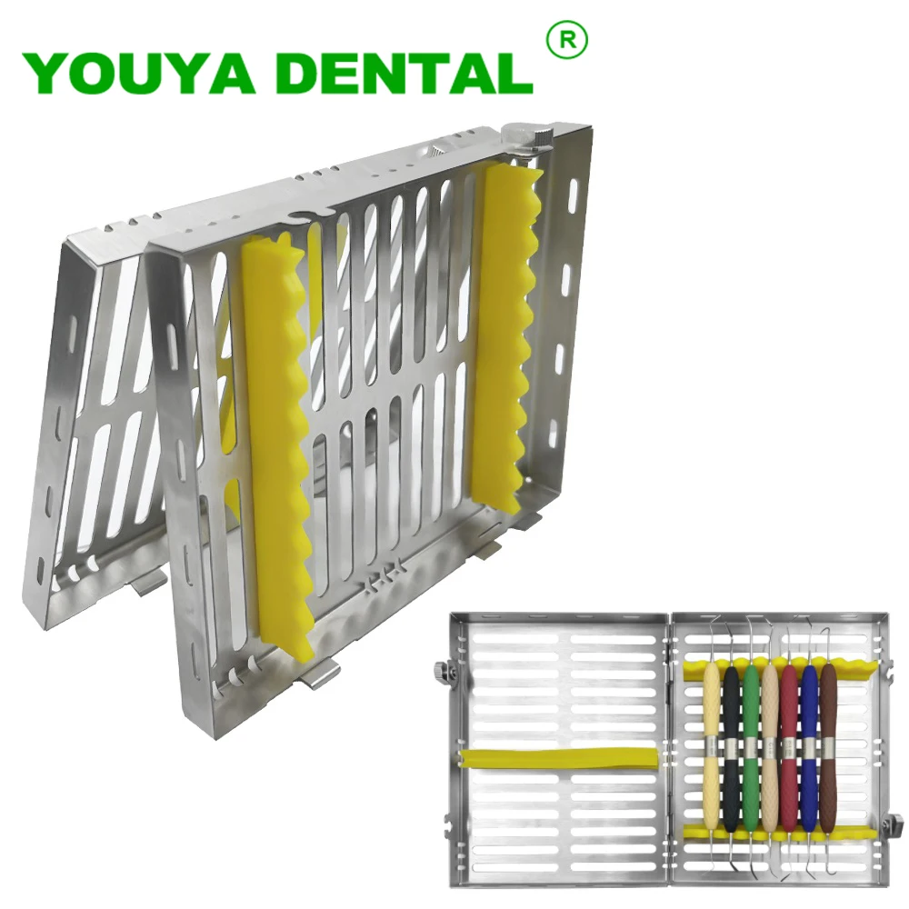 10 Slots Dental Sterilization Box Rack Tray Holder Stainless Steel Cassette File Burs Disinfection Tray Dentistry Dentist Tools