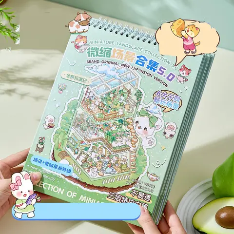 20개/봉지 안개가 자욱한 마을 미니어처 풍경 대형 스티커북 6가지 종류로 끝없는 재미 DIY 3D 장면 두뇌 게임으로 시간 죽이기