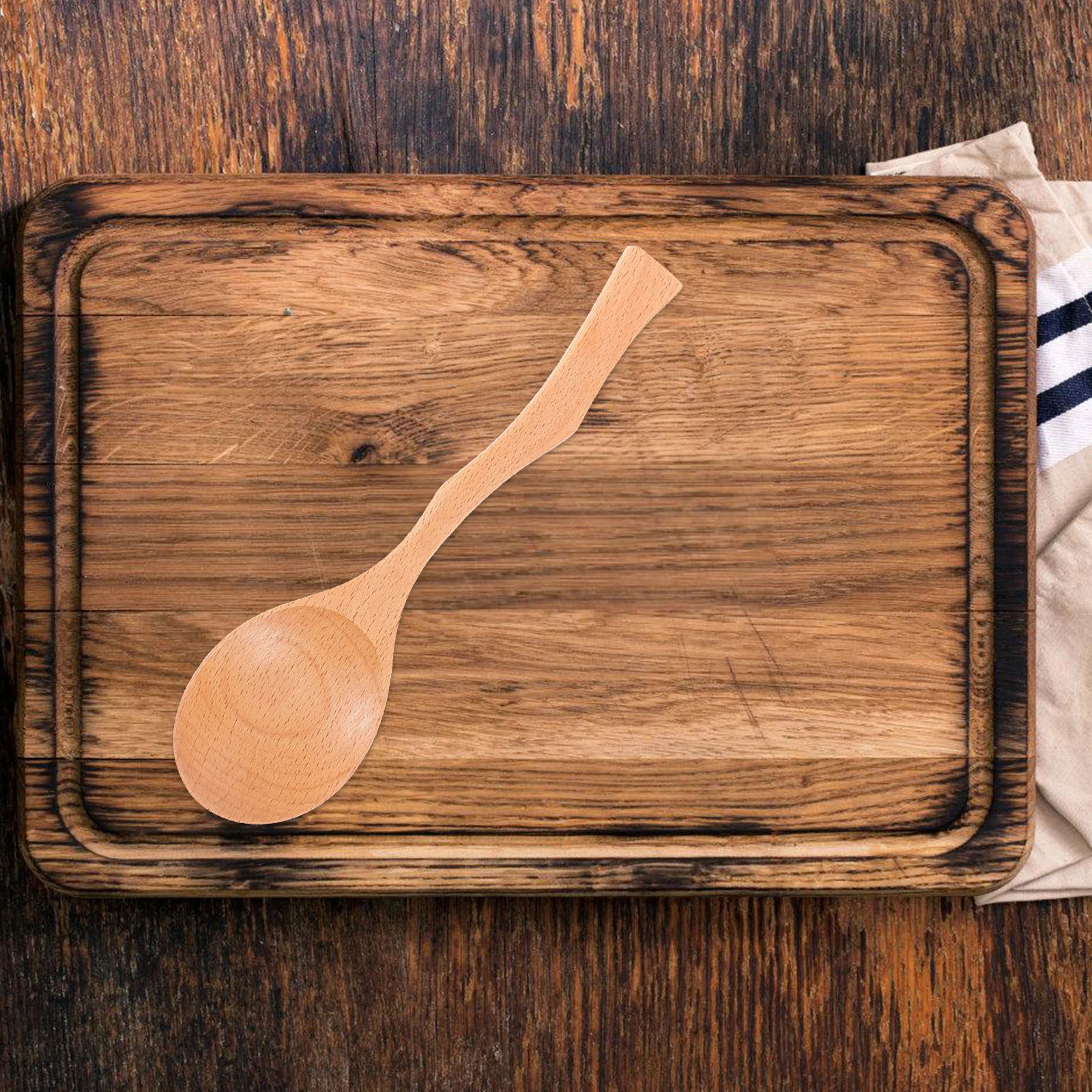 

Large Capacity Wooden Spoon Kitchen Utensils Standable Rice Paddle Smooth Serving Cooking Spoon Versatile Design Safe Use
