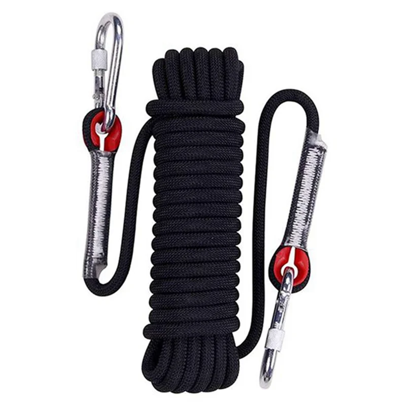 15M Outdoor Climbing Rope Diameter 10Mm Outdoor Hiking Accessories High Strength Rope Safety Rope Black-AA85
