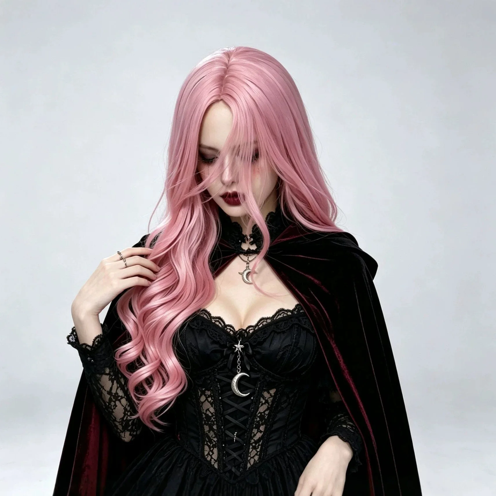 26-inch synthetic wig with long curly hair for Halloween cosplay wig, role-playing wig, daily party wig set