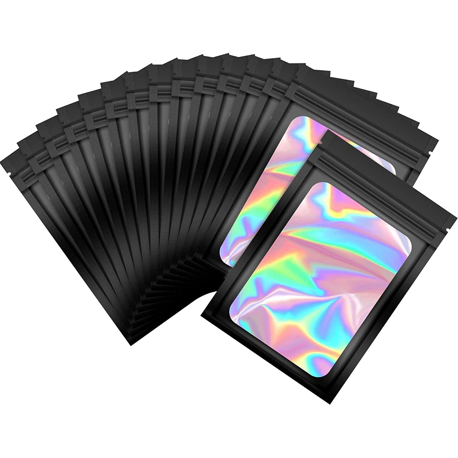 50pcs/lot Thicken Ziplock Bags Holographic Laser Color Plastic Pouch For DIY Jewelry Retail Storage Pouch Zip Lock Bag NO Hole