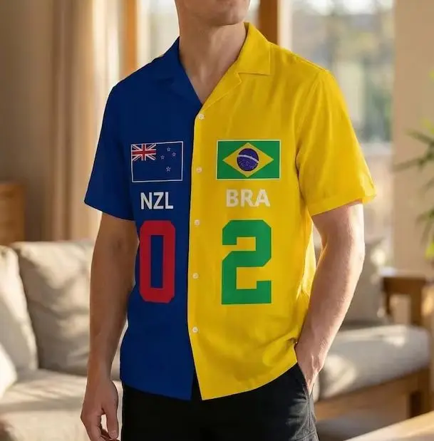

Custom Soccer 2026 Hawaiian Shirt with Name Number Men Women Fans Personalized Dual National Blend Flag Shirts Personalized Gift
