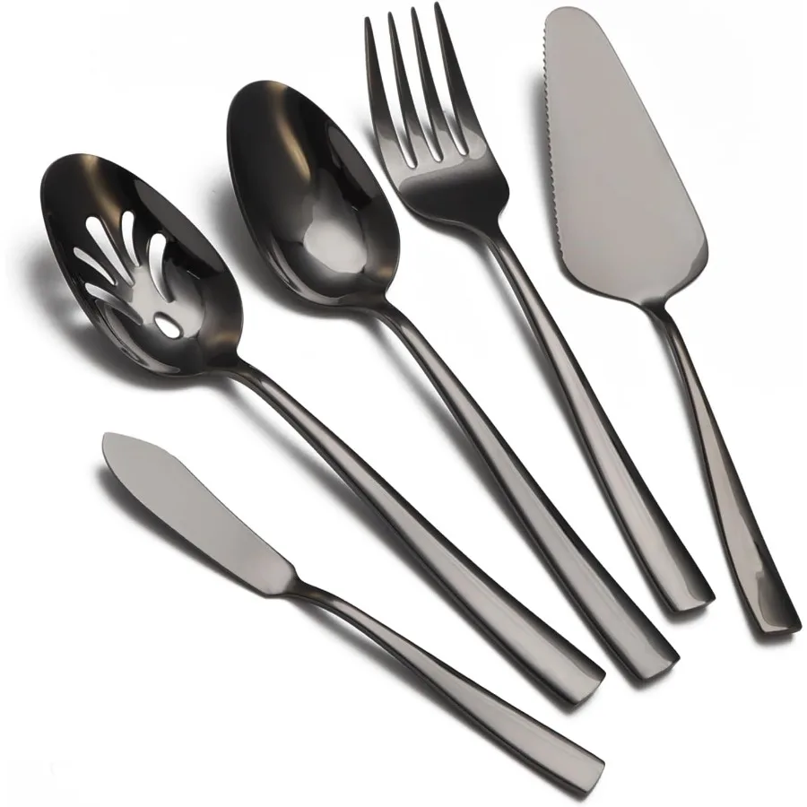 

Large Hostess Serving Utensils Set, Stainless Steel Heavy Duty Serving spoons, Slotted Spoons, Serving Fork, Cake Server, Butter
