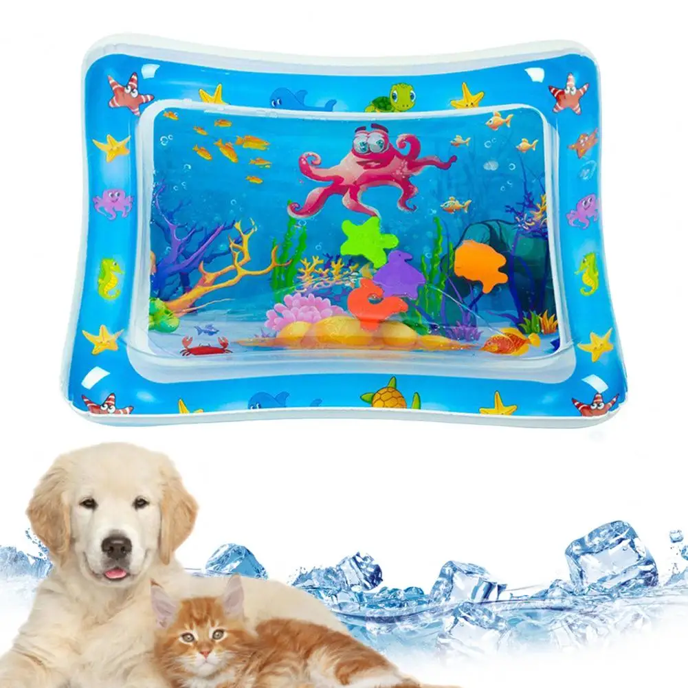 Dog Mats Water Sensor Playmat Thickened Cooling Puppy Pad Interactive Water Sensory Cats Mat Multi-Functional Children Pets Mat