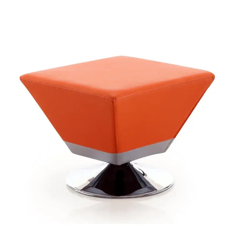 

Orange Vegan Leather Accent Ottoman