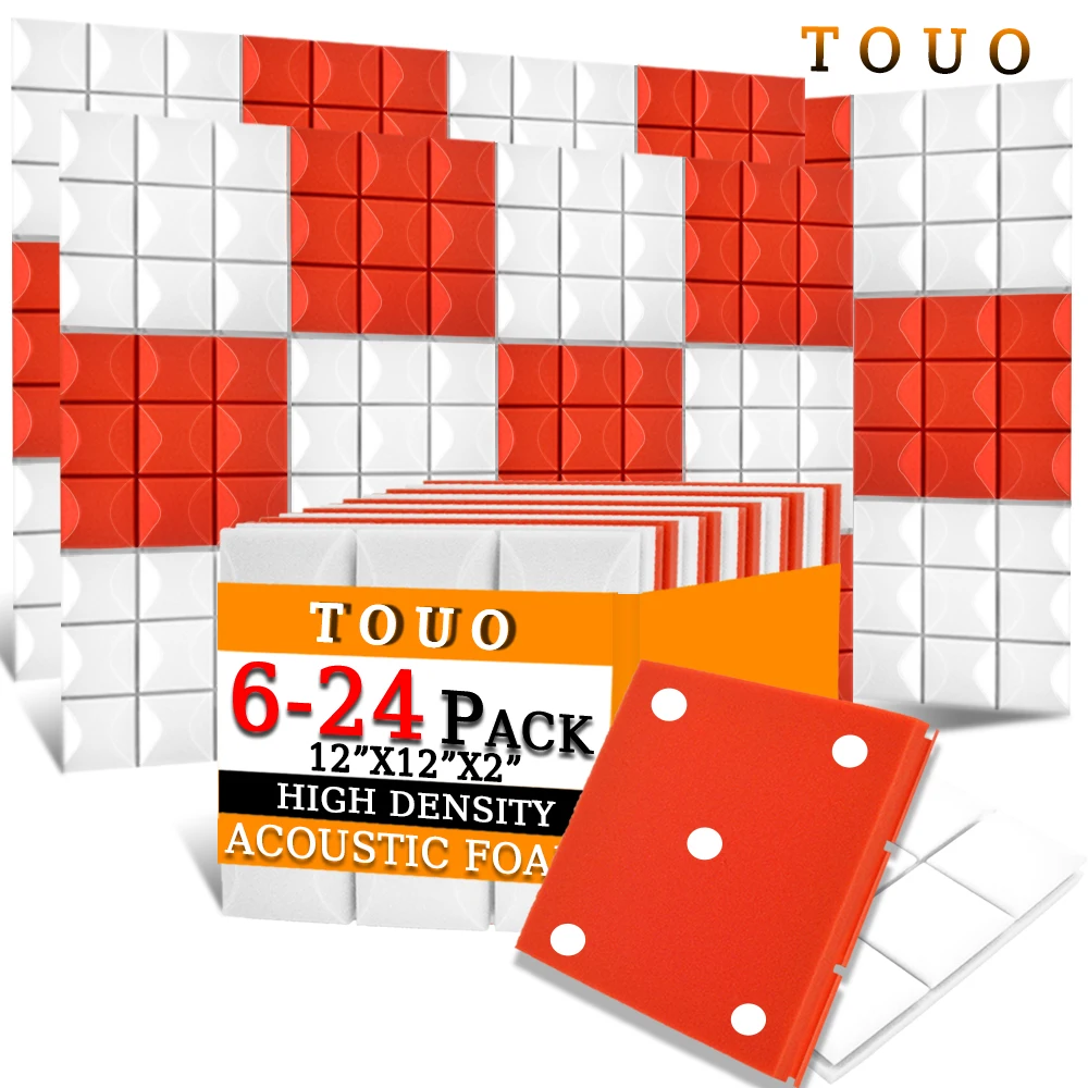 

TOUO High Density Foam 6-24 Pack KTV Room Wall Soundproof Acoustic Foam Panels Studio Acoustic Sponge Sound Insulation Treatment