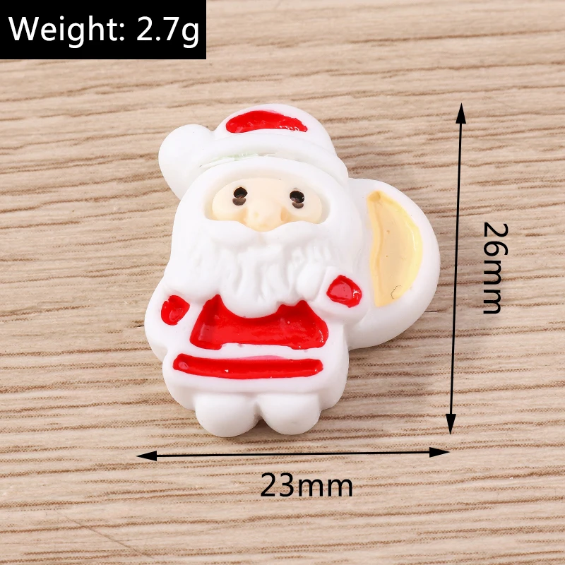 Tusember 10 Stück Niedliche Weihnachts-Dekorationen: Weihnachtsmann, Elch, Schneemann, Flache Harz-Cabochons für DIY Scrapbooking, Haarspangen und Broschen – Detail 13