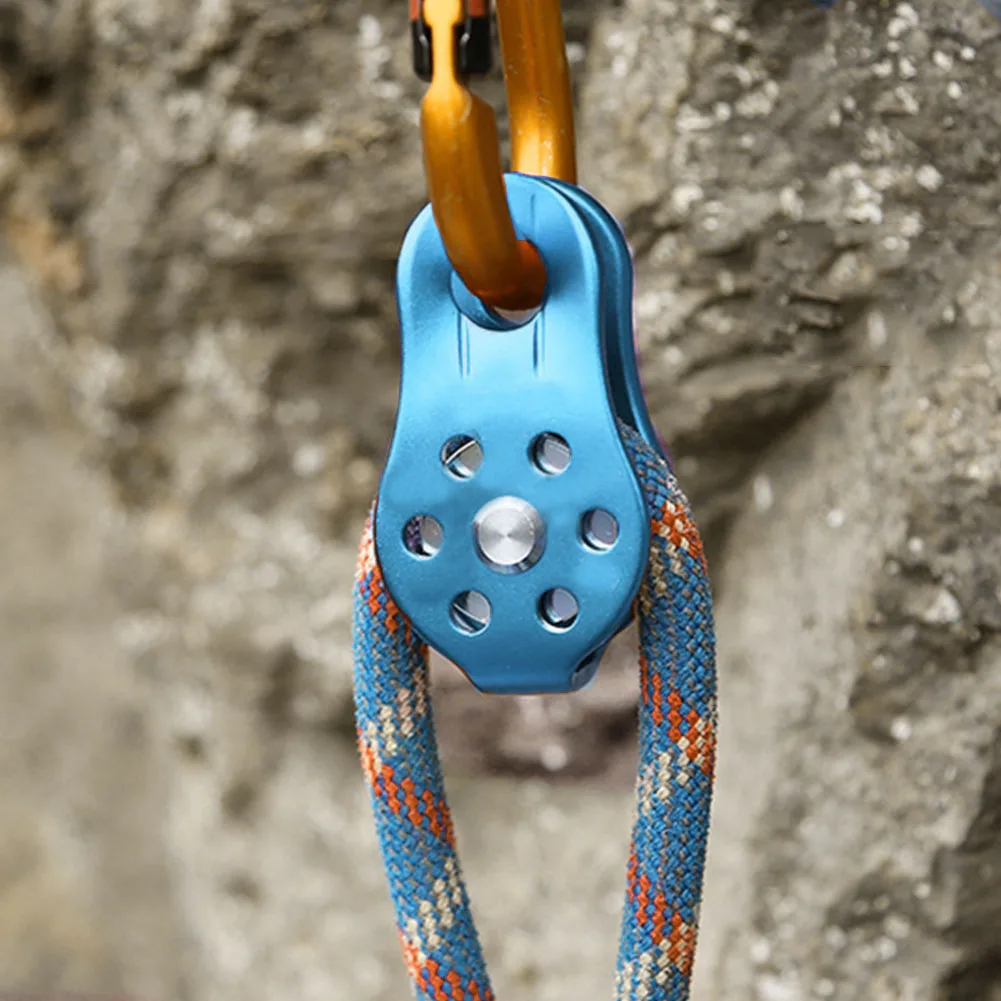 26KN Aluminum Alloy Heavy Single Turn Rope Block Rock Climbing Pulley Fixed Side Plate Pulley for 12mm Rope