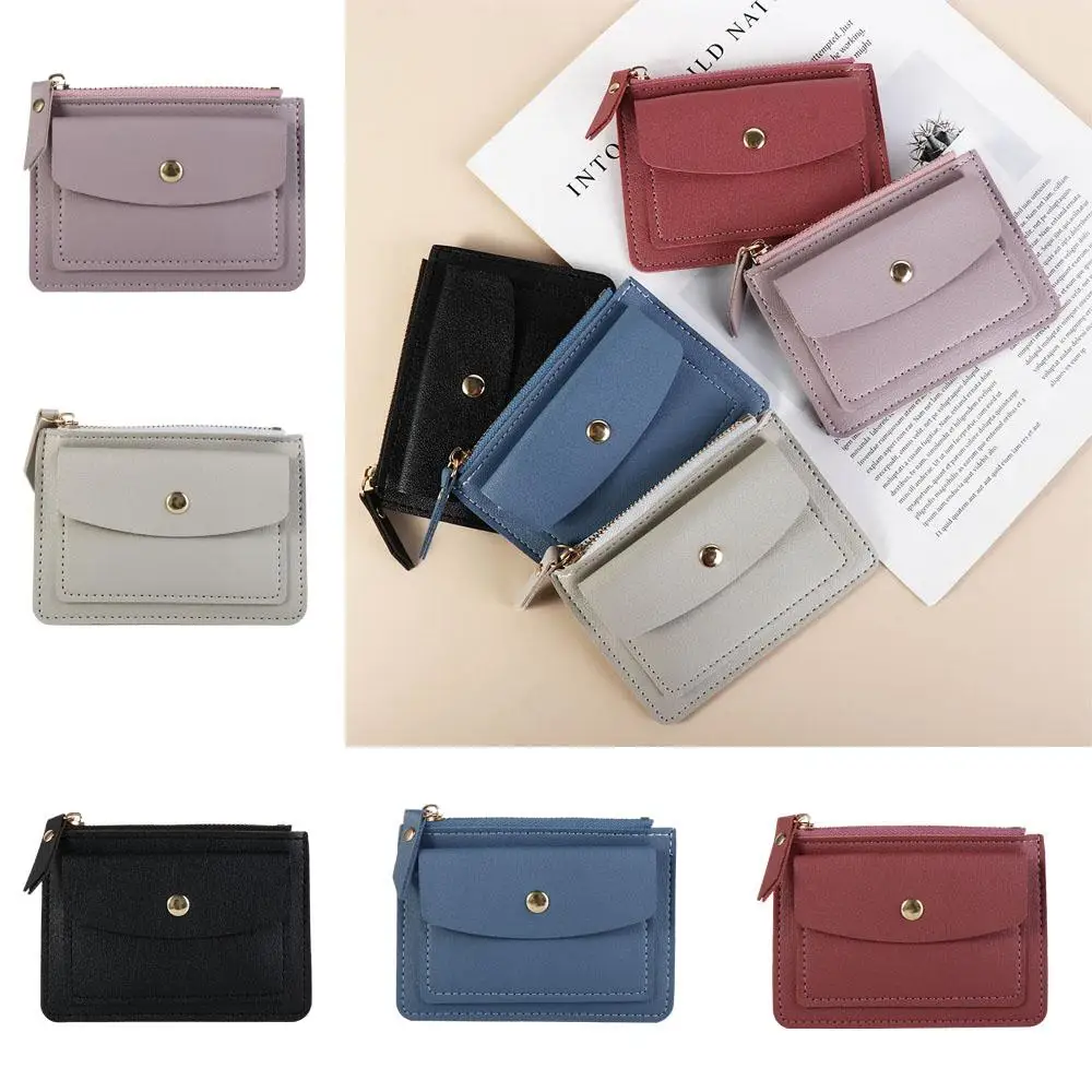 

Simple Multifunctional Leather Coin Purse Small Zipper Hasp Wallet Short Wallet ID Card Case Zipper Short Wallet Ladies