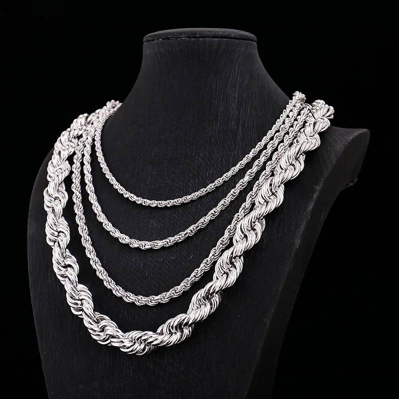 Provence 925 Sterling Silver Twisted Chain Necklace for Women Hip Hop Layered Jewelry Gift for Man