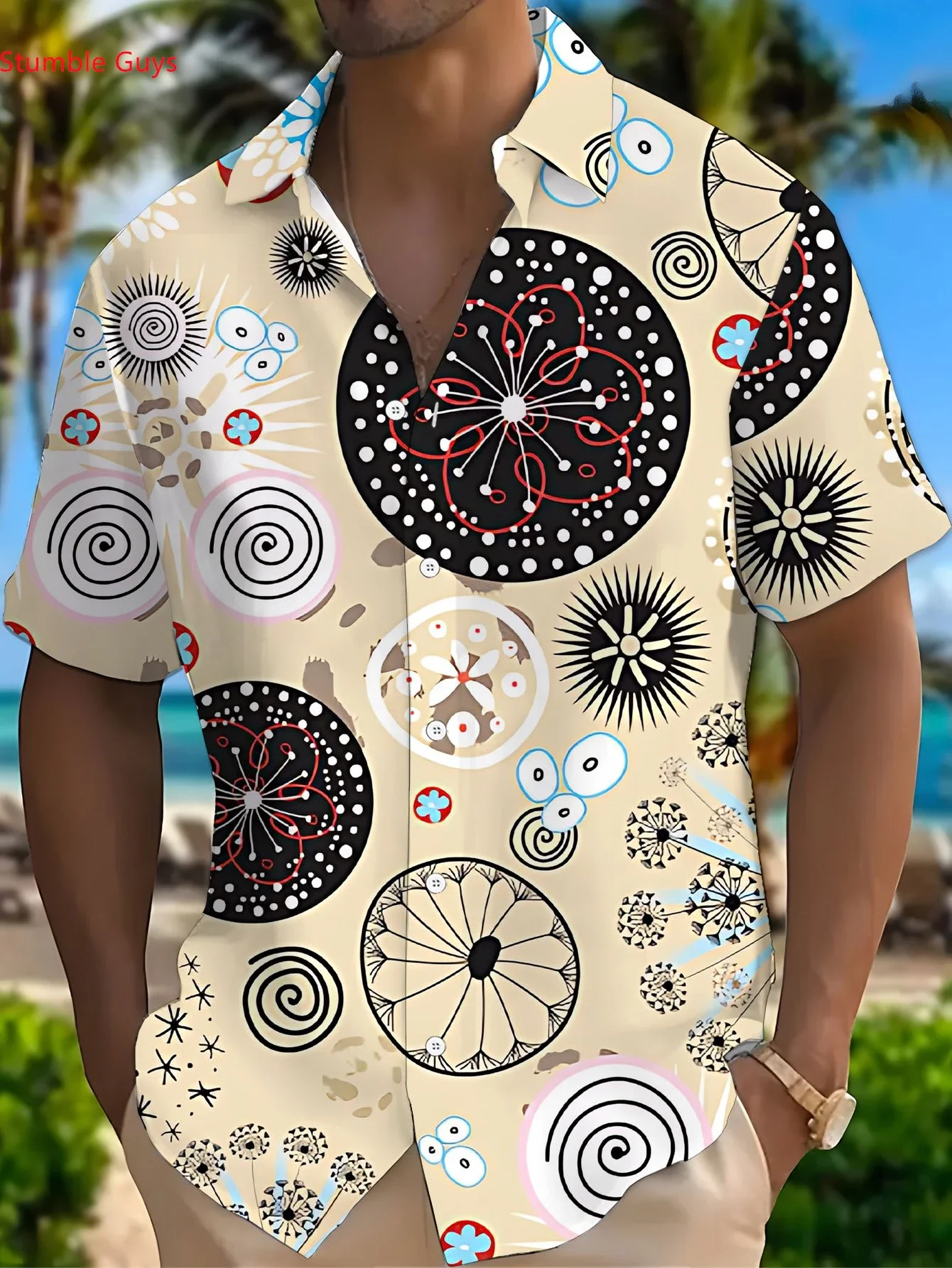 Men's Fashion Beach Hawaiian Shirt Summer Man Short Sleeve Cool Party Print Lightweight Breathable Casual Tops