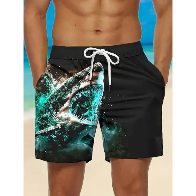 Shark Beach Shorts Men Marine Animal Summer Swim Casual Cool Loose Fashion Trendy Streetwear Funny Novelty Retro Ocean Wildlife