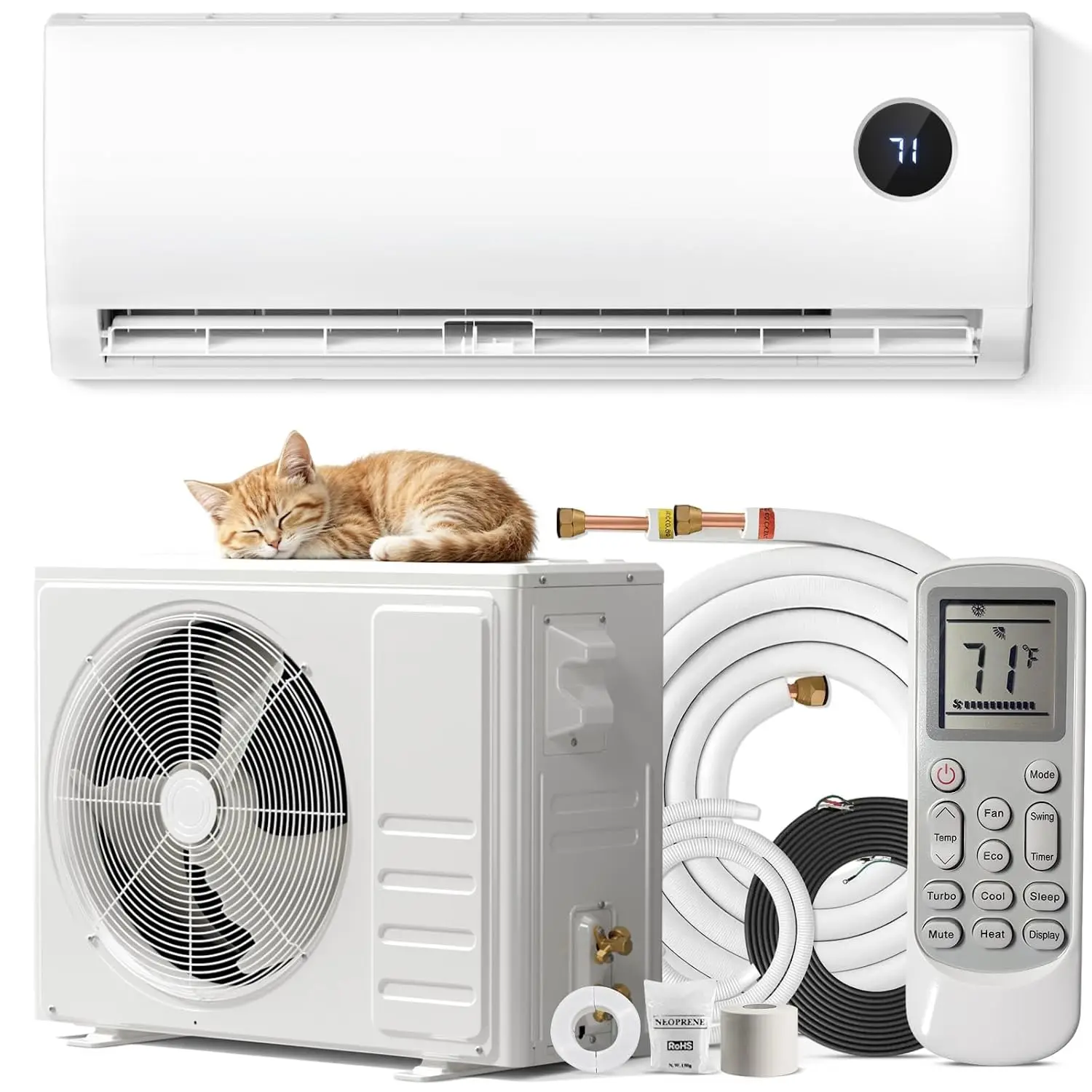 12000 BTU Mini Split AC/Heating System, Ductless Mini Split Air Conditioner Inverter with Heat Pump, Super Quiet, Customized