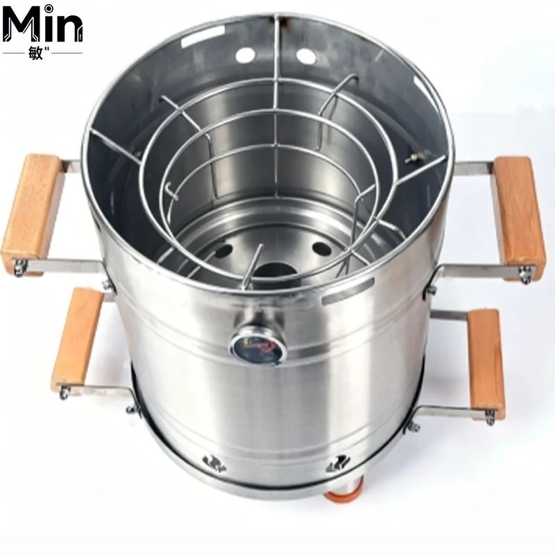 Heavy Stainless Steel Vertical Smoker Large Capacity Charcoal BBQ Smoker Barrel with 10 Rib Hooks Model CSLECS11