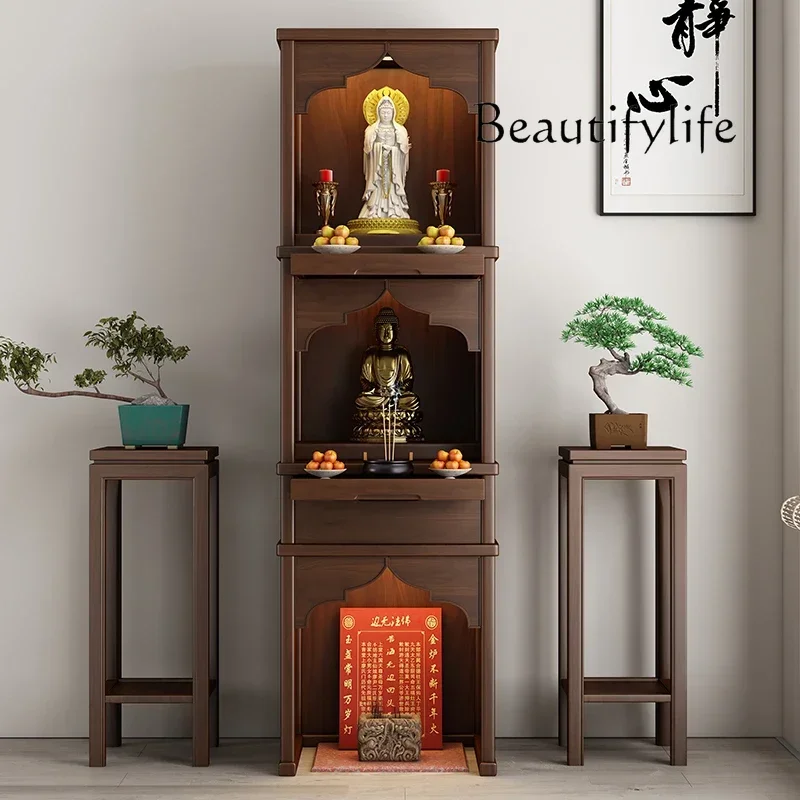 Medieval solid wood Buddhist platform household incense case three-layer Buddhist niche modern small