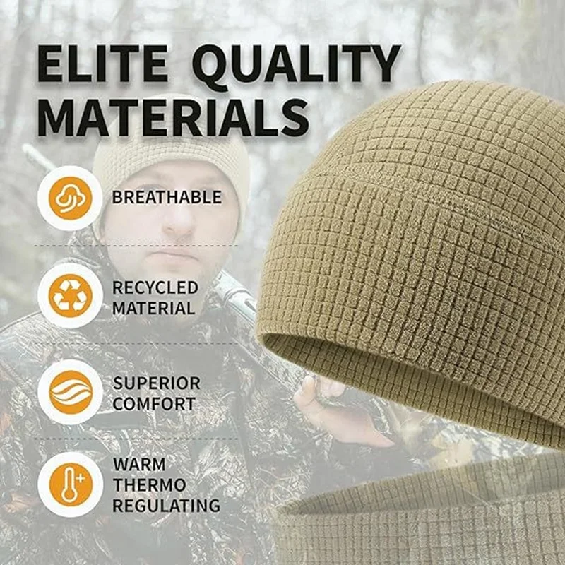Custom Outdoor Waffle Grid Windproof Beanie Hat Running Skiing Cycling Keep Warm Beanie Skull Cap for Men and Women