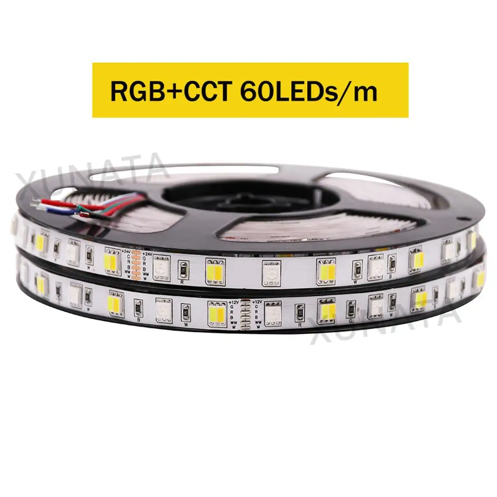 Taśma LED 5M RGB + CCT 12V 24V 5050 2835 RGBW RGBWW elastyczna taśma LED 60 90 180 leds/m wodoodporna taśma LED dekoracja liny