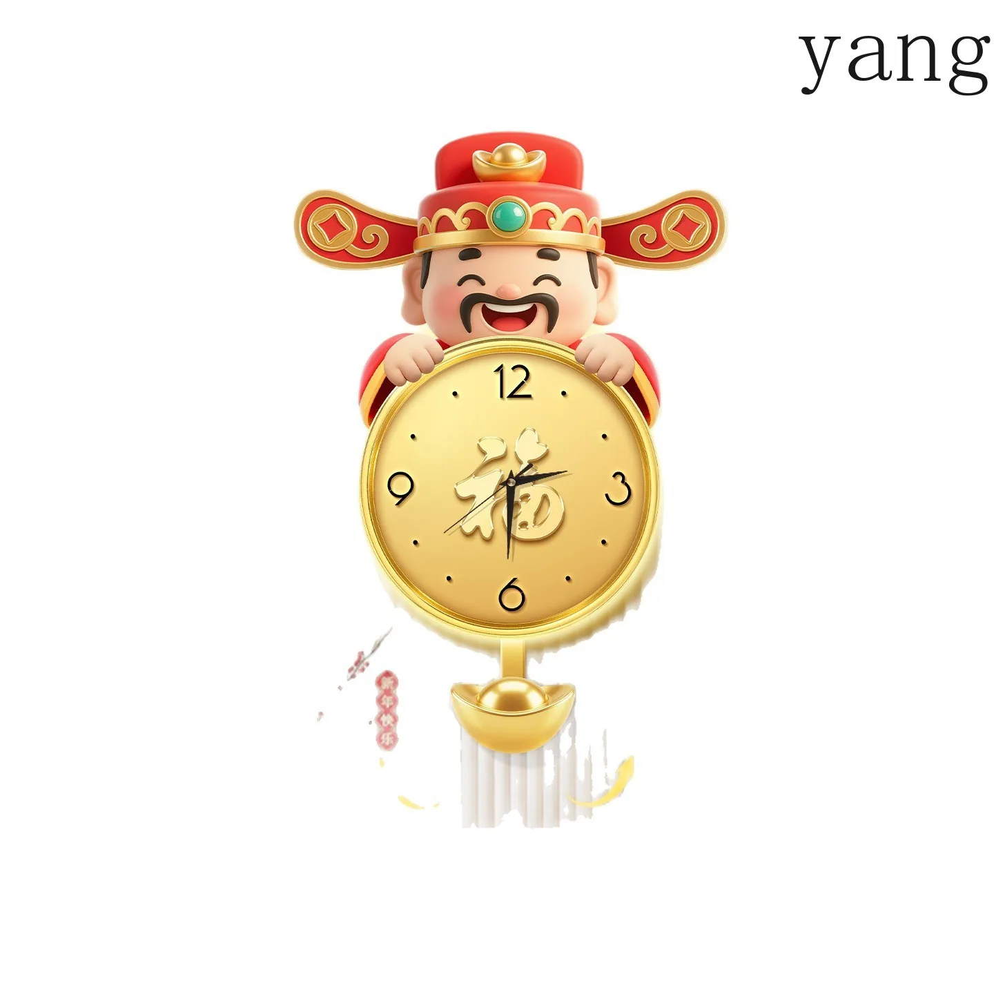 CX God of Wealth Living Room Wall Clock Dining Room Electronic Swing Clock Premium Household Wall Watch Mute