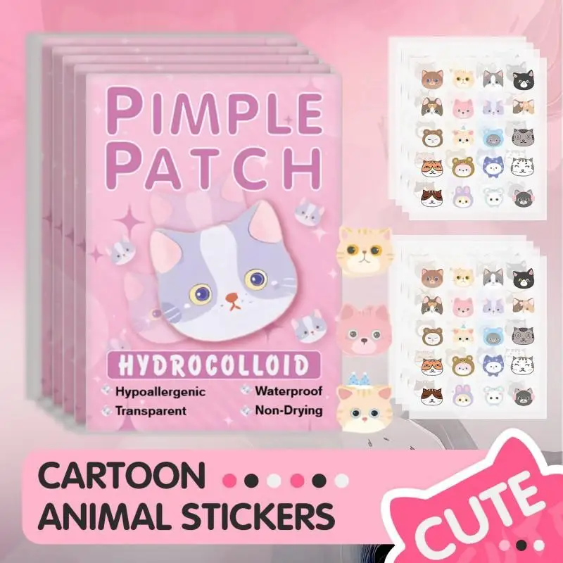600 Pcs Acne Patches Cat Shaped Acne Treatment Sticker Colorful Acne Cover Removal Pimple Patch Anti-Acne Hydrocolloid Sticker