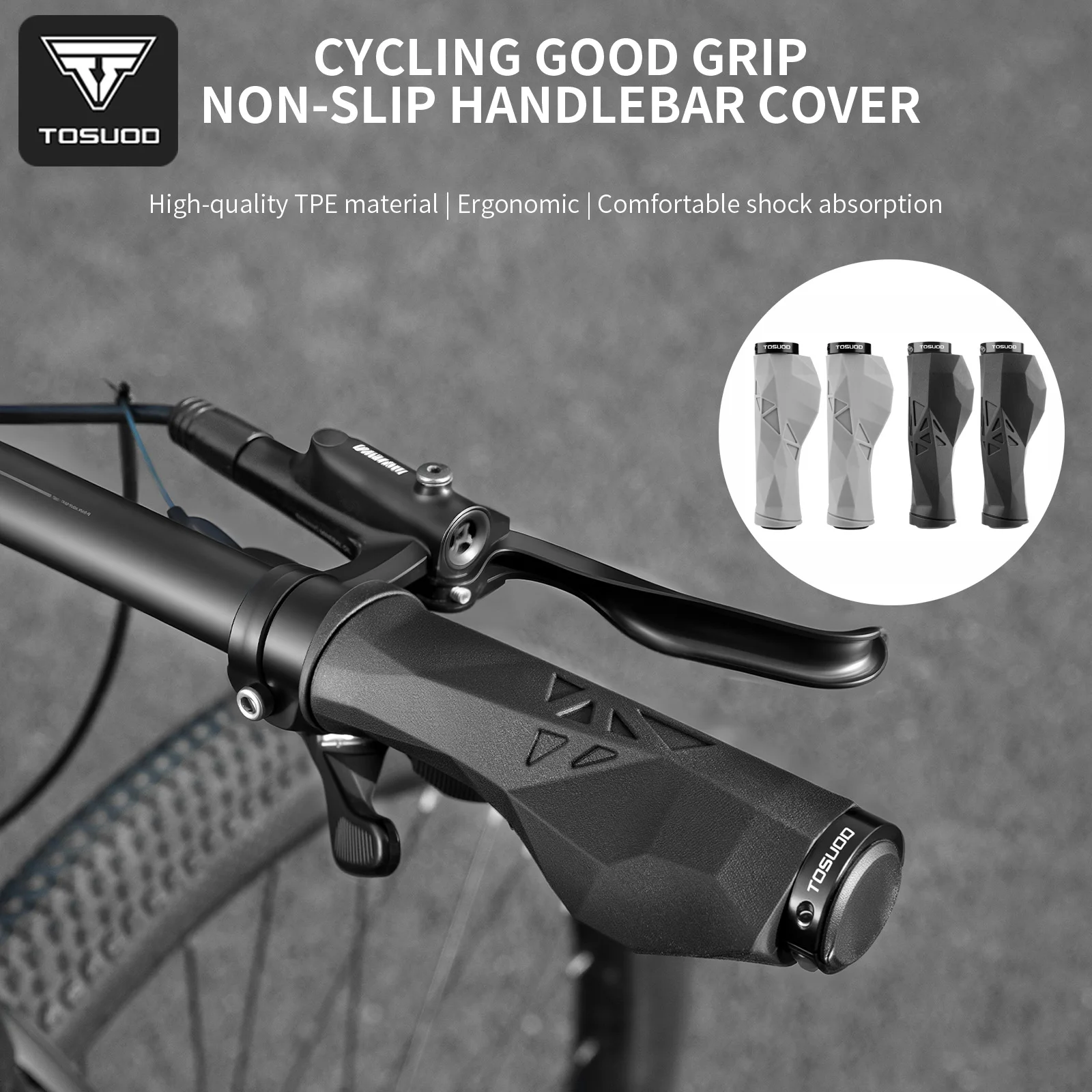 

TOSUOD Bicycle Handlebar Grips Soft Non-Slip Shock-Absorbing Ergonomic Cycling Handlebar Grips TPE Aluminum Alloy Material