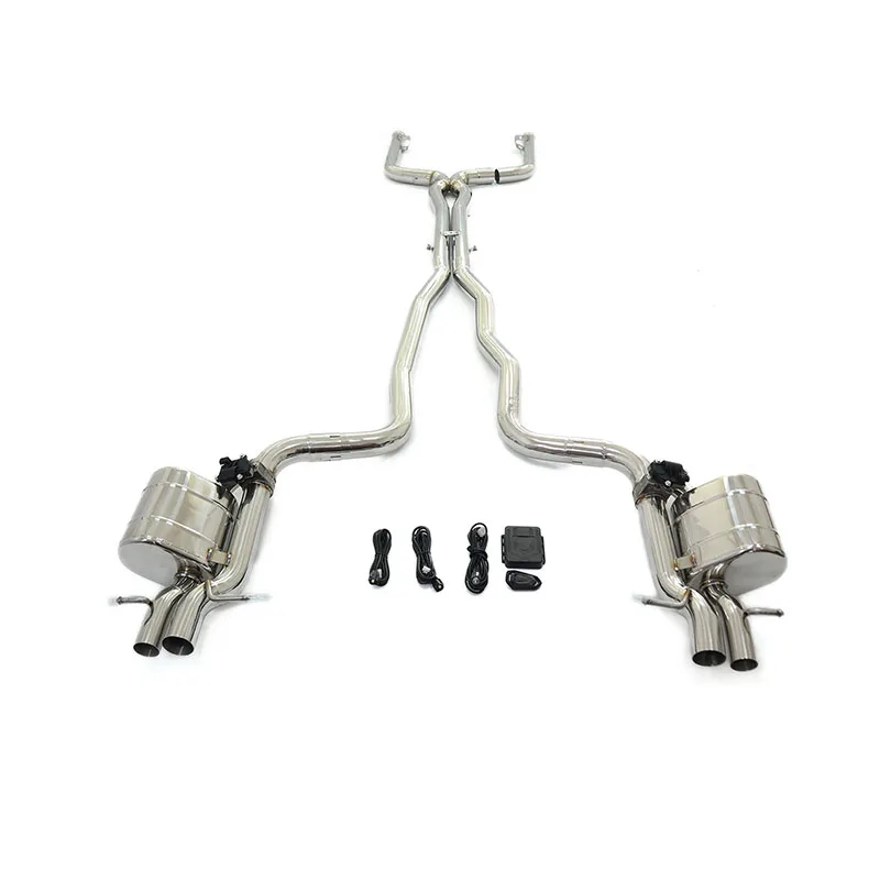 ING Car Accessories Stainless Steel Exhaust System Performance Catback for Mercedes Benz C63 W205 with Valve Outer Tube