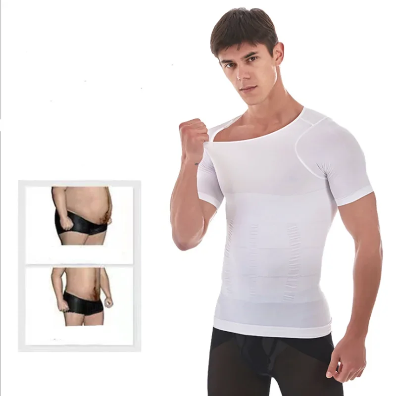 Men's Slimming Body Toning T-Shirt Corrective Posture Compression Belly Control Shaper Underwear Corset for Man's Modeling