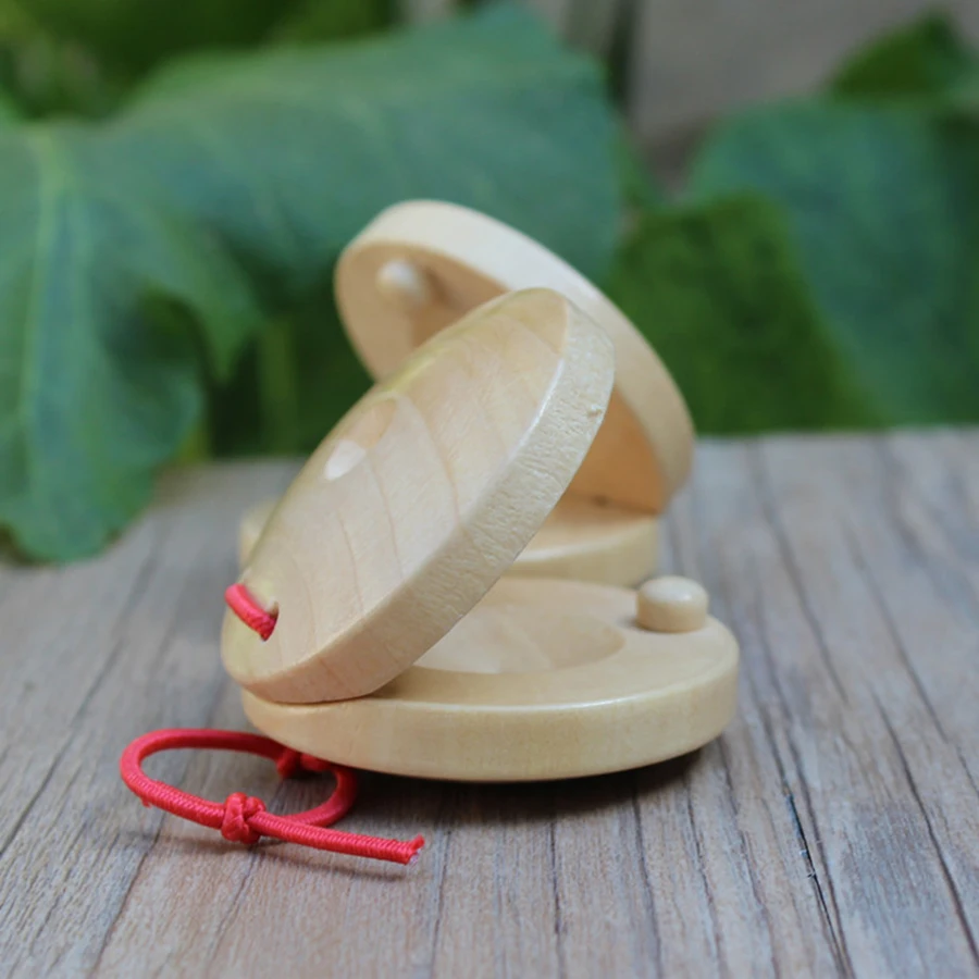 2 Styles Wooden Round Finger Allegro Classic Orff Instrument Ensemble Background Music Instrument Mini Percussion Music Props