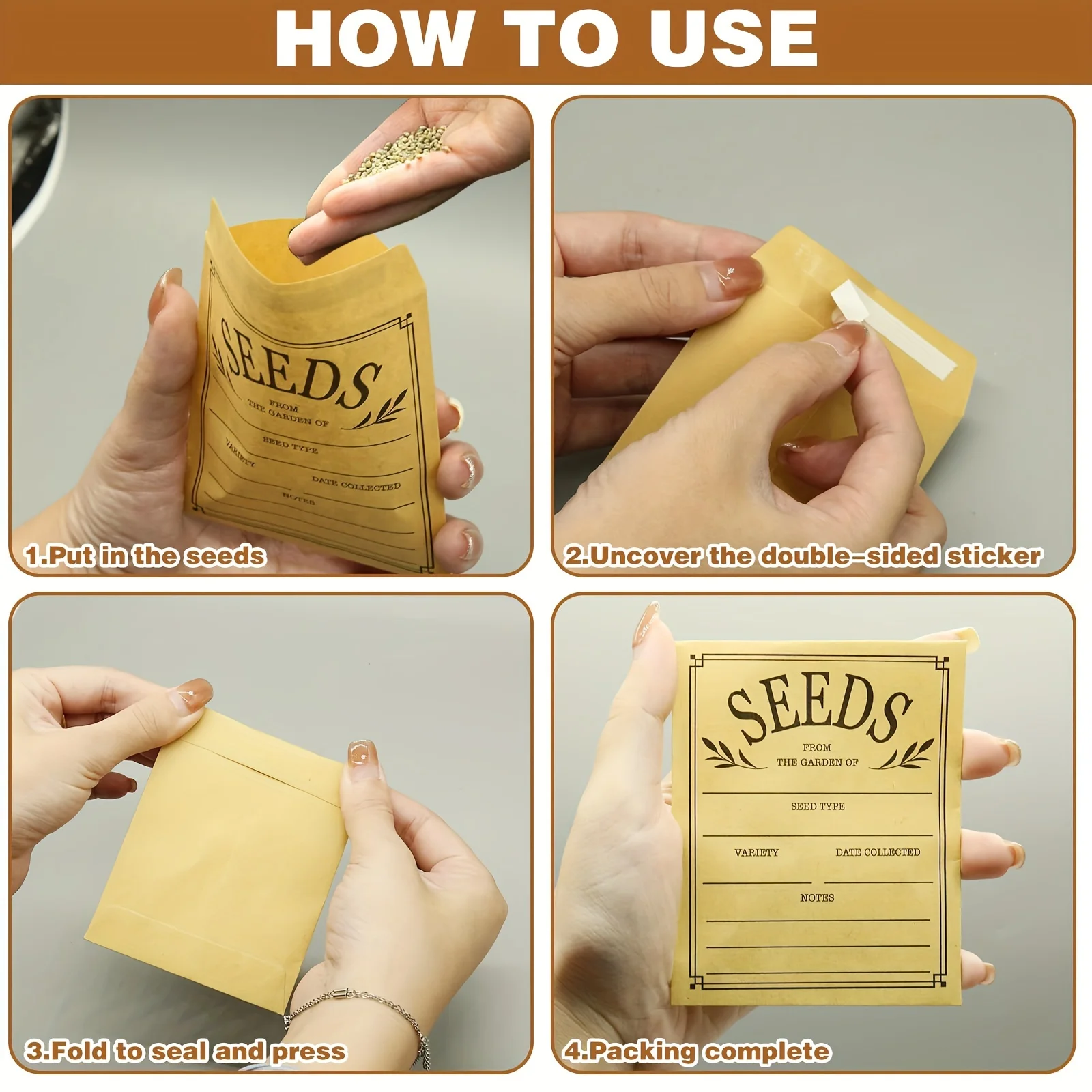 50/100 ชิ้นเมล็ดซอง, เมล็ดผนึกบรรจุภัณฑ์ซอง 3.1x4.7 นิ้วเก็บดอกไม้และเมล็ดผัก