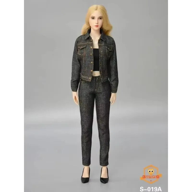 1/6 Scale Female Cowboy Jeans Suit Blouse Pants Trousers High Heels Soldier Clothes Model for 12