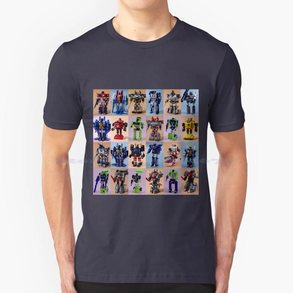 G1 S1 Collage T Shirt 100% Cotton Tee Starscream Soundwave Shockwave Grimlock Autobots Decepticons Generation 1 Vintage