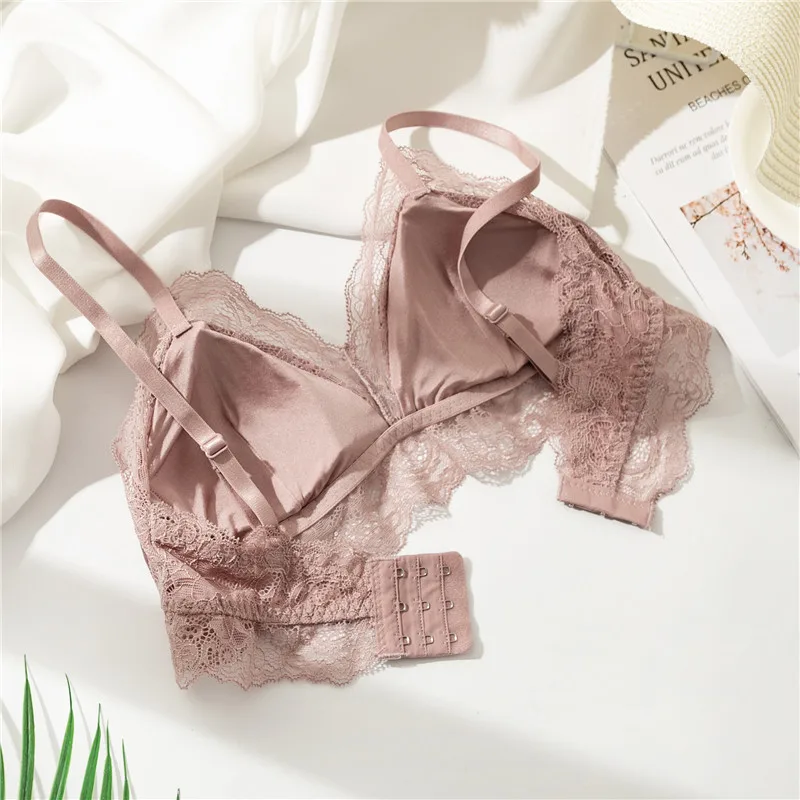 Yeezaa-sutiã sexy de renda sem fio para mulheres, bralette respirável sem costura, roupa íntima de seda macia, almofada removível, lingerie para senhoras, feminino, novo