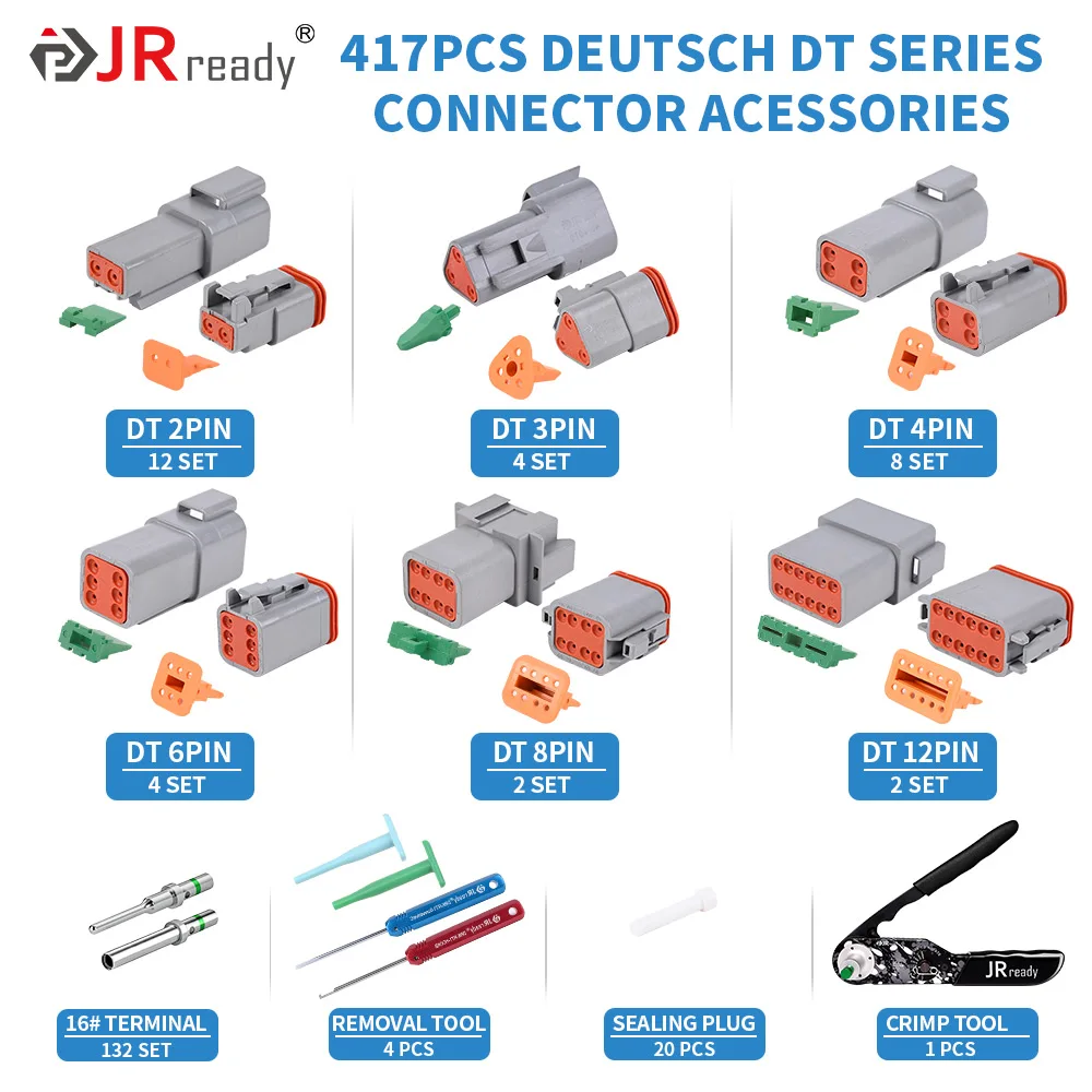 Imagem -02 - Jready-dt Connector Kit com Terminais Sólidos Equivalente a Deutsch Hdt4800crimper St6308 Pinos Pinos Pinos Pinos Pinos 12 Pinos