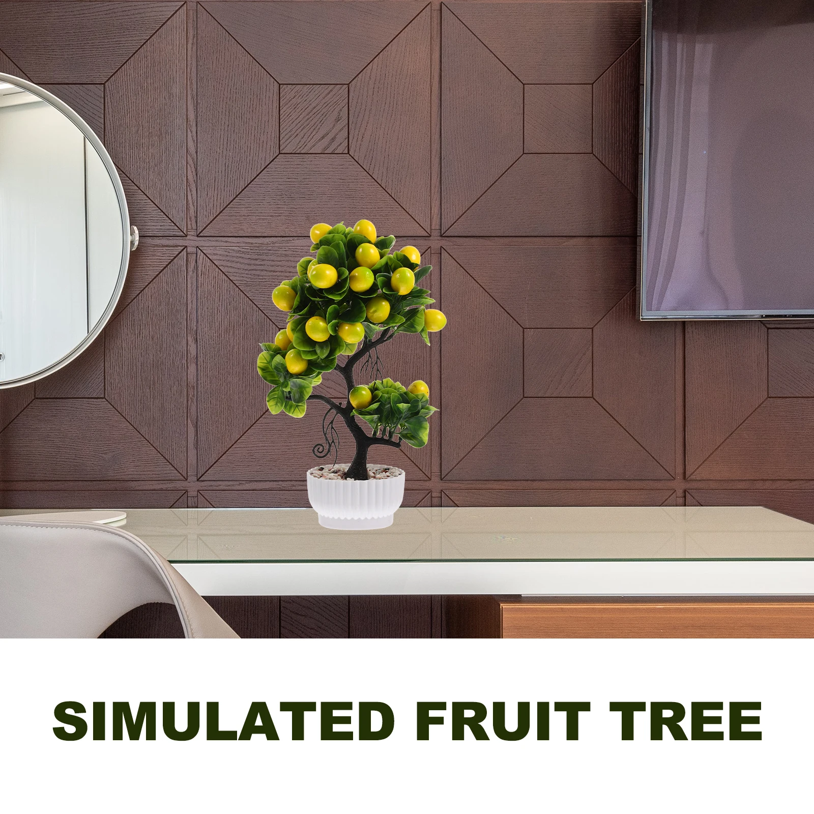 

Faux Plants Indoor Lemon Tree Simulated Artificial Trees Topiaries Desktop Office