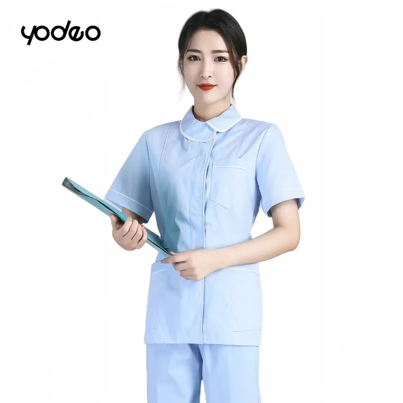 Autumn winter thick nurse uniform long sleeved suit lotus leaf collar pink coat pet grooming clinic nursing uniform work uniform