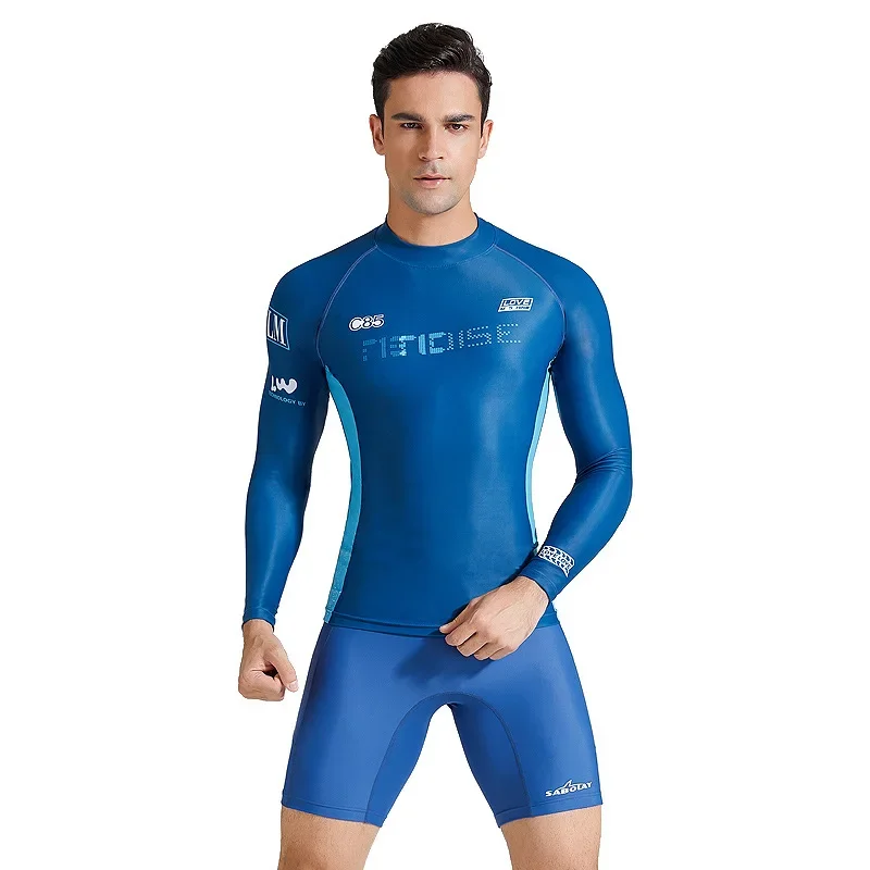 Surf Rashguard for Men, UPF50 UV Protection, Long Sleeve Swimwear, Swim Shirt, Snorkeling Sailing Diving Suit