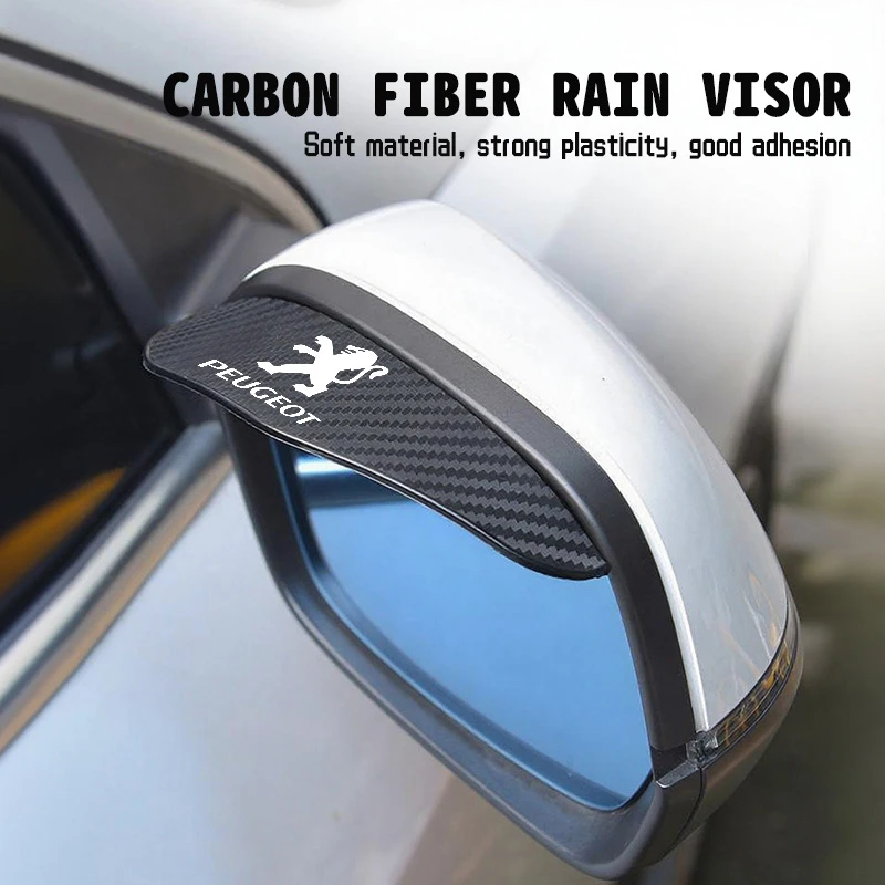 

Car Rear View Mirror Rain Eyebrow Sun Visor Carbon Fiber Protector For Peugeot 206 308 3008 208 508 2008 5008 4008