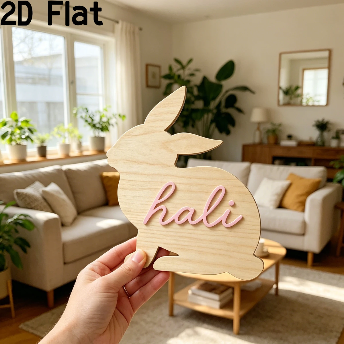 1Pc Custom Name Wooden Cute Bunny Name Plaque,Home Room Office Wall Door Decor,DIY Nursery Birthday Wedding Graduation Gift