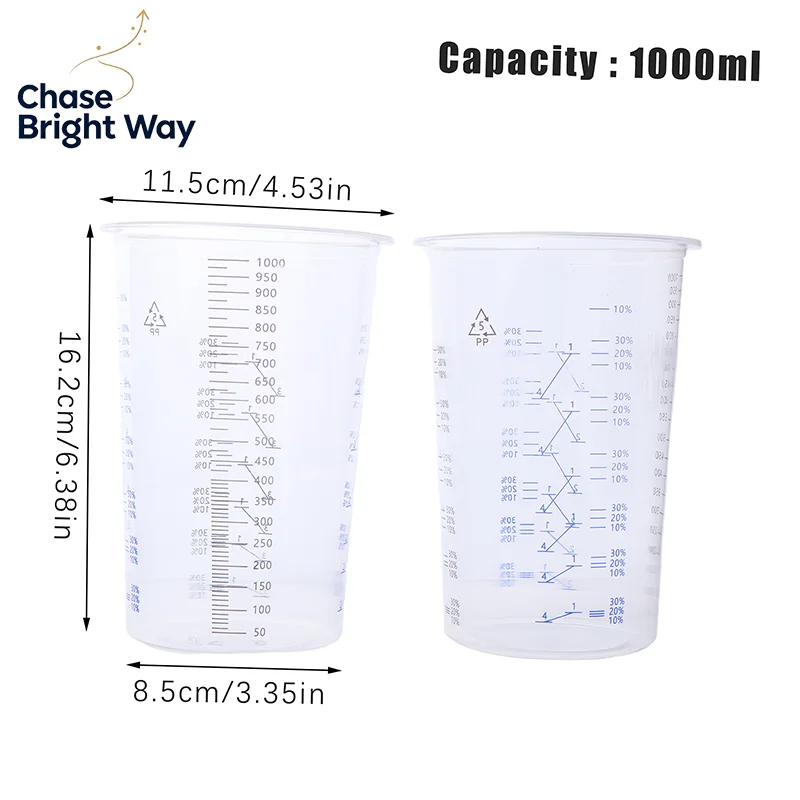 10Pcs 600/1000ML Paint Mixing Calibrated Cup Plastic Paint Mixing Cups Mixing Pots For Accurate Mixing Of Paints And Liquids