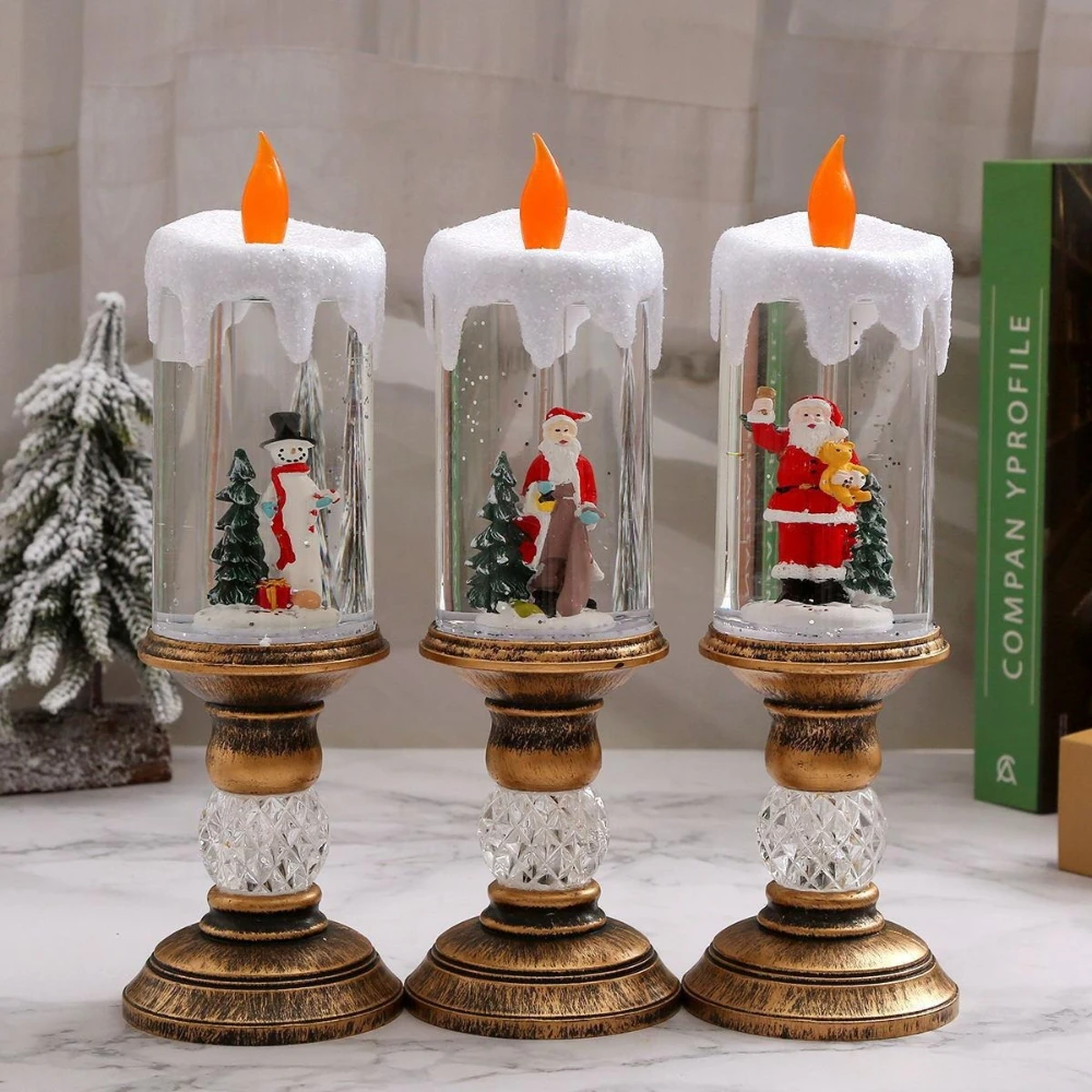 Christmas Water-filled Candles Decorations Christmas Crystal Chandeliers Snowflakes Christmas Trees Old Man Jesus Figurines
